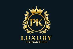 Royal Luxury Logo-Vorlage mit anfänglichem pk-Buchstaben in Vektorgrafiken für luxuriöse Branding-Projekte und andere Vektorillustrationen. vektor