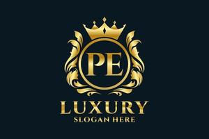 Royal Luxury Logo-Vorlage mit anfänglichem PE-Buchstaben in Vektorgrafiken für luxuriöse Branding-Projekte und andere Vektorillustrationen. vektor