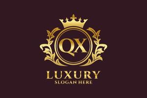 Royal Luxury Logo-Vorlage mit anfänglichem qx-Buchstaben in Vektorgrafiken für luxuriöse Branding-Projekte und andere Vektorillustrationen. vektor