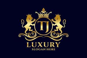 Initial tj Letter Lion Royal Luxury Logo Vorlage in Vektorgrafiken für luxuriöse Branding-Projekte und andere Vektorillustrationen. vektor