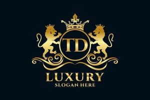 Initial td Letter Lion Royal Luxury Logo Vorlage in Vektorgrafiken für luxuriöse Branding-Projekte und andere Vektorillustrationen. vektor