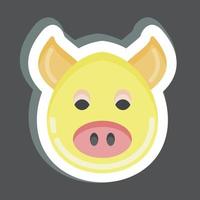 Aufkleber Schwein. bezogen auf Tierkopfsymbol. einfaches Design editierbar. einfache Abbildung. niedlich. Ausbildung vektor