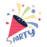 ein anpassbarer flacher Party-Popper-Sticker vektor