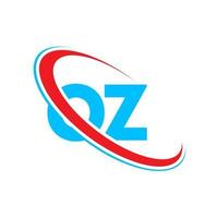 oz-Logo. oz-Design. blauer und roter oz-buchstabe. oz-Brief-Logo-Design. Anfangsbuchstabe oz verknüpfter Kreis Monogramm-Logo in Großbuchstaben. vektor