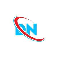 dn-Logo. DN-Design. blauer und roter dn-buchstabe. dn-Brief-Logo-Design. Anfangsbuchstabe dn verknüpfter Kreis Monogramm-Logo in Großbuchstaben. vektor