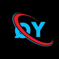 qy-Logo. Qy-Design. blauer und roter qy-buchstabe. qy-Buchstaben-Logo-Design. Anfangsbuchstabe qy verknüpfter Kreis Monogramm-Logo in Großbuchstaben. vektor