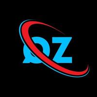 qz-Logo. qz-Design. blauer und roter qz-buchstabe. qz-Brief-Logo-Design. Anfangsbuchstabe qz verknüpfter Kreis Monogramm-Logo in Großbuchstaben. vektor