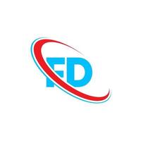fd-Logo. fd-Design. blauer und roter fd-buchstabe. fd-Brief-Logo-Design. Anfangsbuchstabe fd verknüpfter Kreis Monogramm-Logo in Großbuchstaben. vektor