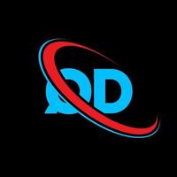 qd-Logo. qd-Design. blauer und roter qd-buchstabe. qd-Buchstaben-Logo-Design. Anfangsbuchstabe qd verknüpfter Kreis Monogramm-Logo in Großbuchstaben. vektor
