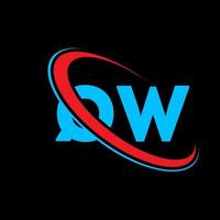 qw-Logo. qw-Design. blauer und roter qw-buchstabe. qw-Buchstaben-Logo-Design. Anfangsbuchstabe qw verknüpfter Kreis Monogramm-Logo in Großbuchstaben. vektor
