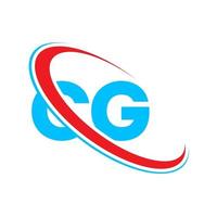 cg logotyp. cg design. blå och röd cg brev. cg brev logotyp design. första brev cg länkad cirkel versal monogram logotyp. vektor