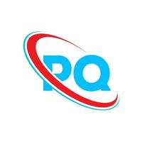 pq logotyp. pq design. blå och röd pq brev. pq brev logotyp design. första brev pq länkad cirkel versal monogram logotyp. vektor