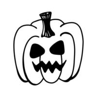 Vektor-Halloween-Kürbis-Clipart und Symbol. lustige, niedliche illustration für saisonales design, textil, dekoration kinderspielzimmer oder grußkarte. handgezeichnete drucke und gekritzel. vektor