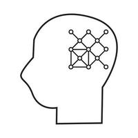 einfache Ikone der künstlichen Intelligenz des menschlichen Gehirns. handgezeichnetes stildesign für technologie und KI-konzept vektor