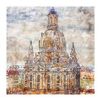 dresden deutschland aquarell skizze handgezeichnete illustration vektor