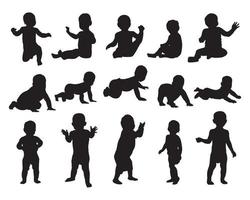 Babykollektionssilhouette, Babyaktivitätssilhouette vektor