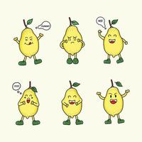 Zitronen-Maskottchen-Zeichensatz. Obst-Vektor-Illustration vektor