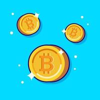 guld bitcoin tecknad serie vektor ikon illustration. finansiera företag begrepp isolerat premie vektor. platt tecknad serie stil