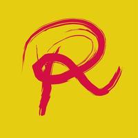 estetisk röd brev r. gul bakgrund. brev logotyp vektor illustration