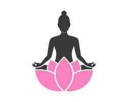 Yoga-Mensch mit rosa Blume vektor