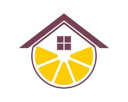 Haus mit Zitronenfrucht im Inneren vektor