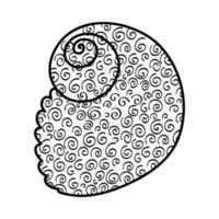 Strichzeichnungen Skizze Muscheln. Vektor-Illustration vom Hintergrund isoliert. Dekorationssymbol für Gesundheit Kalzium. verschiedene Schalenformen. Meer-Ozean-Symbol. Sand- und Stranddesign. vektor