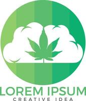 moln eller rök med marijuana blad logotyp design. vektor