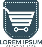 Taschen- und Einkaufswagen-Logo-Design. Symbolvorlage für Online-Shopping-Apps. vektor