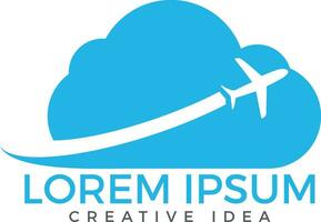 kreatives Cloud-Reise-Logo-Design. Design von Flugzeug- und Wolkensymbolen. vektor