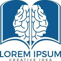 Buch-Gehirn-Logo-Design. pädagogisches und institutionelles Logodesign. vektor