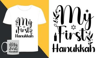 hanukkah t skjorta vektor. hanukkah hand text vektor