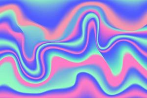 holografischer Hintergrund mit Farbverlauf. schillerndes abstraktes Neonmuster. regenbogentextur in hellblauer und lila farbtapete. Vektor wellige kosmische Illustration im Retro-Stil.