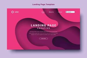 moderner Landing-Page-Website-Template-Design-Hintergrund mit abstraktem geschichteten Papiertextur-Stil-Vektor vektor