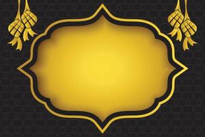 ramadan kareem hintergrundschablonendesignvektor, eid mubarak, mit hängender verzierung, schwarze goldene farbe vektor
