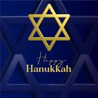 Fröhliches Chanukka-Kartendesign mit goldenem Symbol auf blauem Hintergrund für den jüdischen Feiertag Chanukka vektor