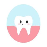söt Lycklig tand i tecknad serie platt stil. vektor illustration av rena friska tänder karaktär, dental vård begrepp, oral hygien