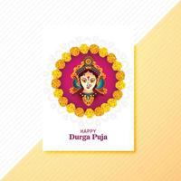 illustration des gesichts der göttin durga im fröhlichen durga puja-broschürendesign vektor