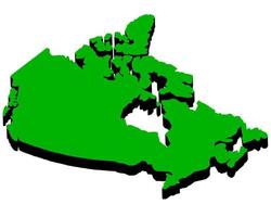 Karte von Kanada in Höhe von Grün auf weißem Hintergrund vektor
