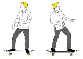 mitten åldrig man bär skjorta skateboard vektor