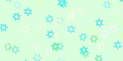 ljusblå, grön vektorbakgrund med virussymboler. vektor