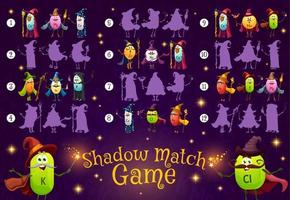 Shadow-Match-Spiel, Cartoon-Mikronährstoff-Zauberer vektor