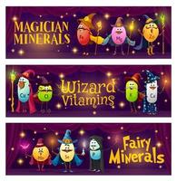 Cartoon-Vitamine, Mikronährstoff-Zauberer und Magier vektor