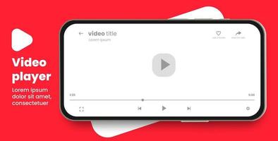 mobiler Videoplayer. vektor-ui-konzept für videoplayer-app auf mobilen geräten mit realistischer nachtstadtillustration. Smartphone im Vollbildmodus, um Videos anzusehen. vektor