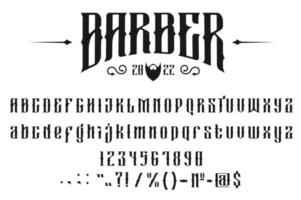 barberare affär gammal font, årgång typ alfabet vektor