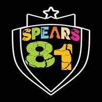 Speere 81 T-Shirt. kann für Fußball-Logo-Sets, sportliches T-Shirt-Modedesign, Sporttypografie, Sportbekleidung, T-Shirt-Vektoren, Grußkarten, Nachrichten und Tassen verwendet werden vektor