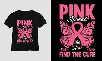 rosa spridning de hoppas hitta de bota - bröst cancer medvetenhet månad t-shirt vektor