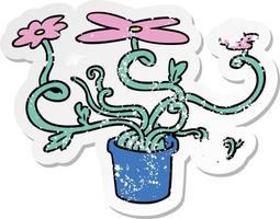 nödställda klistermärke tecknad doodle av en blomma växt vektor