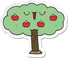 Aufkleber eines Cartoon-Apfelbaums vektor
