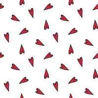 nahtloses Muster mit niedlichen roten Herzen auf weißem Hintergrund. Vektorbild. vektor