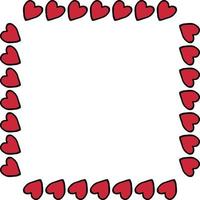 quadratischer Rahmen mit niedlichen roten Herzen auf weißem Hintergrund. Vektorbild. vektor